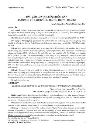 Báo cáo loạt ca bệnh hiếm gặp: Bướu sợi vỏ bào buồng trứng trong thai kì