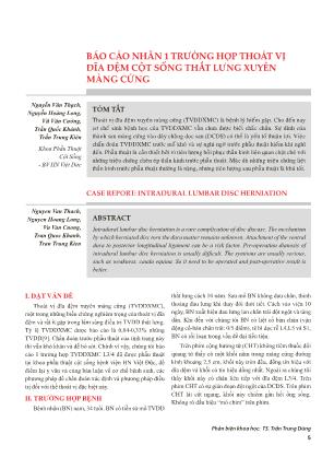 Báo cáo nhân 1 trường hợp thoát vị đĩa đệm cột sống thắt lưng xuyên màng cứng
