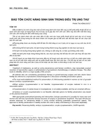 Bảo tồn chức năng sinh sản trong điều trị ung thư