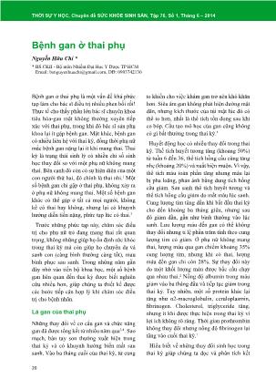 Bệnh gan ở thai phụ Bệnh gan ở thai phụ