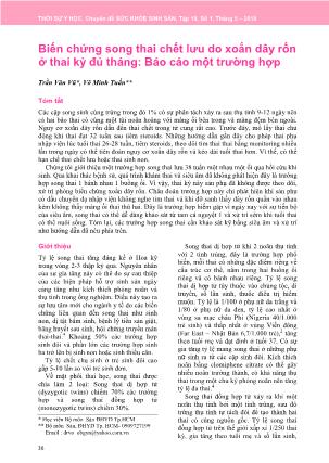 Biến chứng song thai chết lưu do xoắn dây rốn ở thai kỳ đủ tháng: Báo cáo một trường hợp