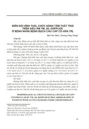 Biến đổi hình thái, chức năng tâm thất trái trên siêu âm TM, 2D, Doppler ở bệnh nhân bệnh bạch cầu cấp có hóa trị