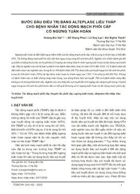 Bước đầu điều trị bằng alteplase liều thấp cho bệnh nhân tắc động mạch phổi cấp có ngừng tuần hoàn