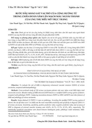 Bước đầu khảo sát vai trò của cộng hưởng từ trong chẩn đoán xâm lấn mạch máu ngoài thành của ung thư biểu mô trực tràng