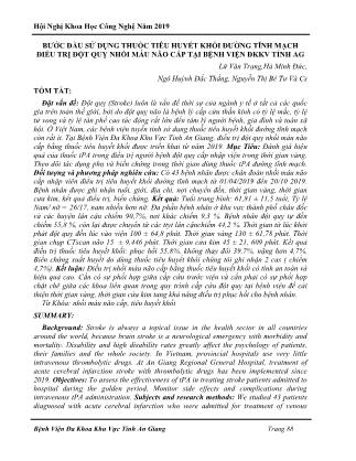 Bước đầu sử dụng thuốc tiêu huyết khối đường tĩnh mạch điều trị đột quỵ nhồi máu não cấp tại Bệnh viện Đa khoa khu vực tỉnh An Giang
