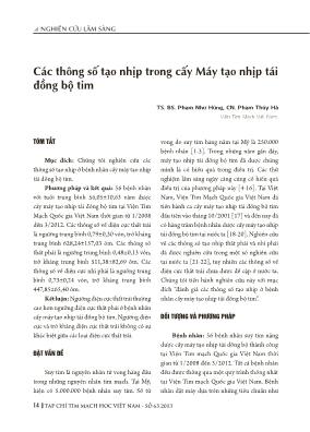 Các thông số tạo nhịp trong cấy Máy tạo nhịp tái đồng bộ tim