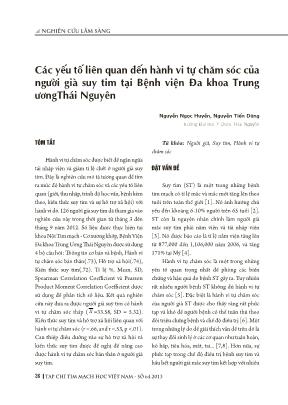 Các yếu tố liên quan đến hành vi tự chăm sóc của người già suy tim tại Bệnh viện Đa khoa Trung ươngThái Nguyên