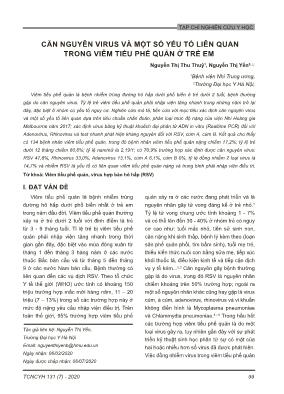 Căn nguyên virus và một số yếu tố liên quan trong viêm tiểu phế quản ở trẻ em