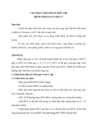 Cập nhật chẩn đoán, điều trị bệnh viêm gan vi rút C