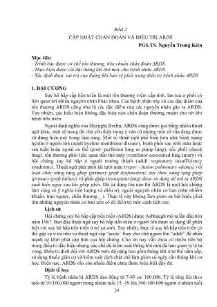 Cập nhật chẩn đoán và điều trị ARDS Cập nhật chẩn đoán và điều trị ARDS