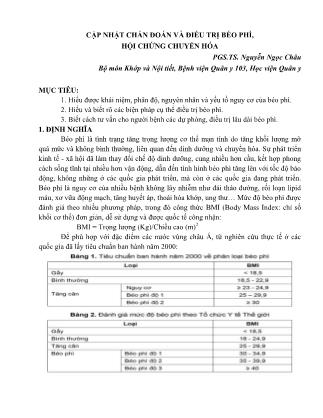 Cập nhật chẩn đoán và điều trị béo phì, hội chứng chuyển hóa