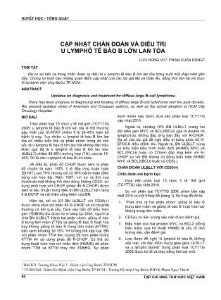 Cập nhật chẩn đoán và điều trị u lymphô tế bào B lớn lan tỏa