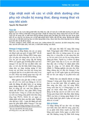 Cập nhật mới về các vi chất dinh dưỡng cho phụ nữ chuẩn bị mang thai, đang mang thai và sau khi sinh