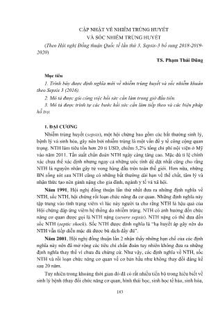 Cập nhật về nhiễm trùng huyết và sốc nhiễm trùng huyết