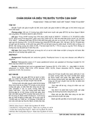 Chẩn đoán và điều trị bướu tuyến cận giáp