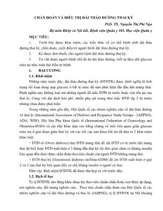 Chẩn đoán và điều trị đái tháo đường thai kỳ