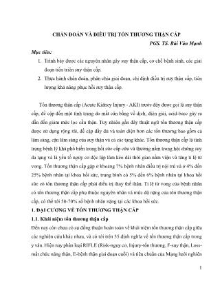 Chẩn đoán và điều trị tổn thương thận cấp