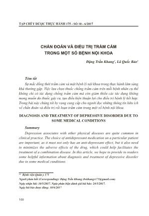 Chẩn đoán và điều trị trầm cảm trong một số bệnh nội khoa