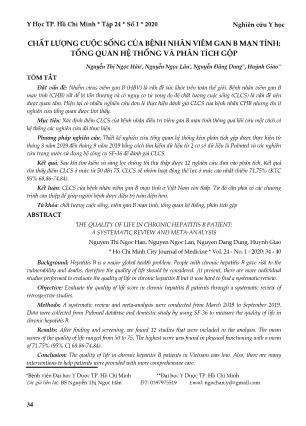 Chất lượng cuộc sống của bệnh nhân viêm gan B mạn tính: tổng quan hệ thống và phân tích gộp