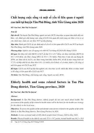 Chất lượng cuộc sống và một số yếu tố liên quan ở người cao tuổi tại huyện Tân Phú Đông, tỉnh Tiền Giang năm 2020