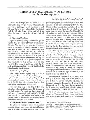 Chiến lược chẩn đoán lâm sàng và cận lâm sàng thuyên tắc tĩnh mạch sâu