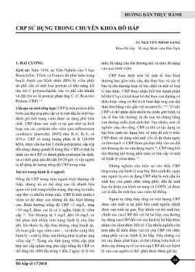 CRP sử dụng trong chuyên khoa hô hấp