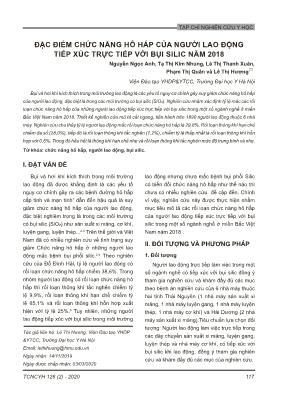 Đặc điểm chức năng hô hấp của người lao động tiếp xúc trực tiếp với bụi silic năm 2018