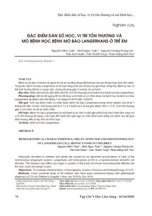 Đặc điểm dân số học, vị trí tổn thương và mô bệnh học bệnh mô bào langerhans ở trẻ em