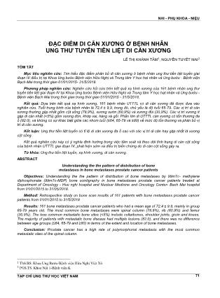 Đặc điểm di căn xương ở bệnh nhân ung thư tuyến tiền liệt di căn xương