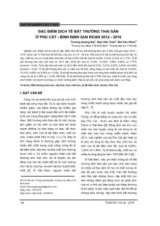 Đặc điểm dịch tễ bất thường thai sản ở Phù Cát - Bình Định giai đoạn 2012-2016