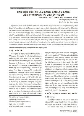 Đặc điểm dịch tễ lâm sàng, cận lâm sàng viêm phổi nặng tái diễn ở trẻ em Đặc điểm dịch tễ lâm sàng, cận lâm sàng viêm phổi nặng tái diễn ở trẻ em