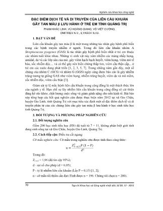 Đặc điểm dịch tễ và di truyền của liên cầu khuẩn gây tan máu β lưu hành ở trẻ em tỉnh Quảng Trị