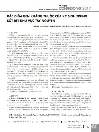 Đặc điểm gen kháng thuốc của ký sinh trùng sốt rét khu vực Tây Nguyên