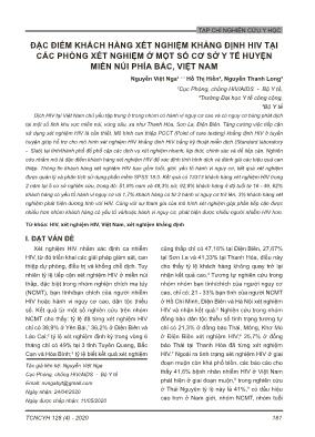 Đặc điểm khách hàng xét nghiệm khẳng định HIV tại các phòng xét nghiệm ở một số cơ sở y tế huyện miền núi phía Bắc, Việt Nam
