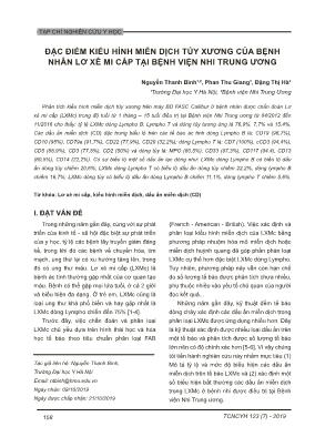 Đặc điểm kiểu hình miễn dịch tủy xương của bệnh nhân Lơ xê mi cấp tại Bệnh viện Nhi Trung Ương