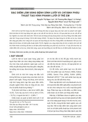 Đặc điểm lâm sàng bệnh dính lưỡi và chỉ định phẫu thuật tạo hình phanh lưỡi ở trẻ em