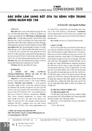 Đặc điểm lâm sàng bớt ota tại Bệnh viện Trung ương Quân đội 108
