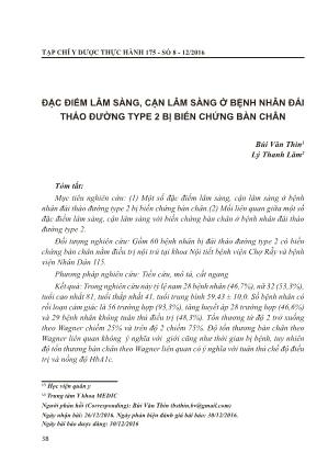 Đặc điểm lâm sàng, cận lâm sàng ở bệnh nhân đái tháo đường type 2 bị biến chứng bàn chân