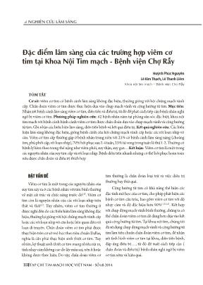 Đặc điểm lâm sàng của các trường hợp viêm cơ tim tại Khoa Nội Tim mạch - Bệnh viện chợ Rẫy