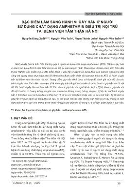 Đặc điểm lâm sàng hành vi gây hấn ở người sử dụng chất dạng amphetamin điều trị nội trú tại Bệnh viện tâm Thần Hà Nội