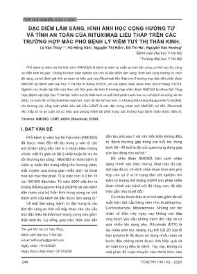 Đặc điểm lâm sàng, hình ảnh học cộng hưởng từ và tính an toàn của rituximab liều thấp trên các trường hợp mắc phổ bệnh lý viêm tuỷ thị thần kinh