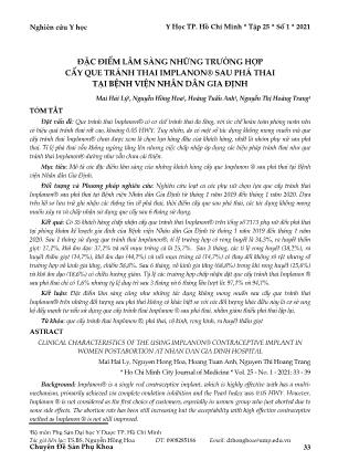 Đặc điểm lâm sàng những trường hợp cấy que tránh thai Implanon® sau phá thai tại bệnh viện nhân dân gia định