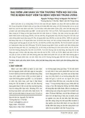 Đặc điểm lâm sàng và tổn thương trên nội soi của trẻ bị bệnh ruột viêm tại Bệnh viện Nhi Trung Ương Đặc điểm lâm sàng và tổn thương trên nội soi của trẻ bị bệnh ruột viêm tại Bệnh viện Nhi Trung Ương