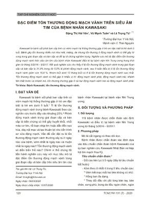 Đặc điểm tổn thương động mạch vành trên siêu âm tim của bệnh nhân Kawasaki