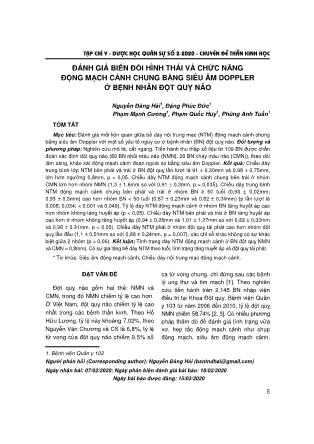 Đánh giá biến đổi hình thái và chức năng động mạch cảnh chung bằng siêu âm doppler ở bệnh nhân đột quỵ