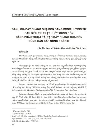 Đánh giá dây chằng quạ đòn bằng cộng hưởng từ sau điều trị trật khớp cùng đòn bằng phẫu thuật tái tạo dây chằng quạ đòn dùng gân gấp nông ngón III