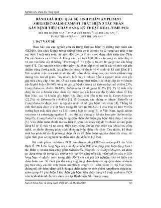 Đánh giá hiệu quả bộ sinh phẩm amplisens SHIG/EIEC-SALM-CAMP-F1 phát hiện 3 tác nhân gây bệnh tiêu chảy bằng kỹ thuật real-time PCR