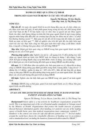 Đánh giá hiệu quả công cụ ISBAR trong bàn giao người bệnh và các yếu tố liên quan