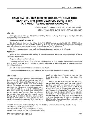Đánh giá hiệu quả điều trị hóa xạ trị đồng thời bệnh ung thư thực quản giai đoạn III- IVA tại Trung tâm Ung Bướu Hải Phòng