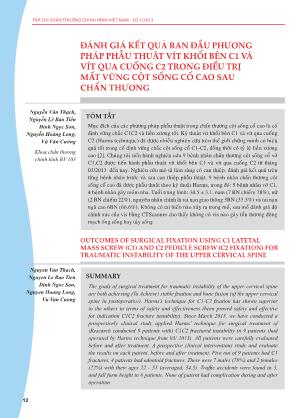 Đánh giá kết quả ban đầu phương pháp phẫu thuật vít khối bên C1 và vít qua cuống C2 trong điều trị mất vững cột sống cổ cao sau chấn thương